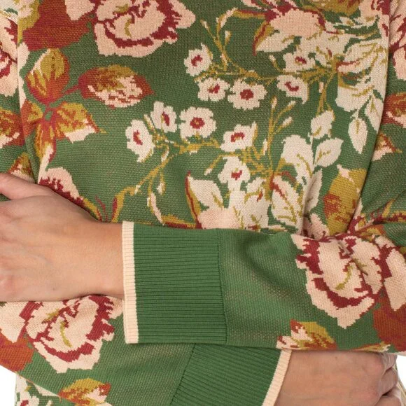 LIVERPOOL LONG SLEEVE CREW NECK SWEATER SIZE SMALL / GREEN MULTI FLORAL - Picture 3 of 3